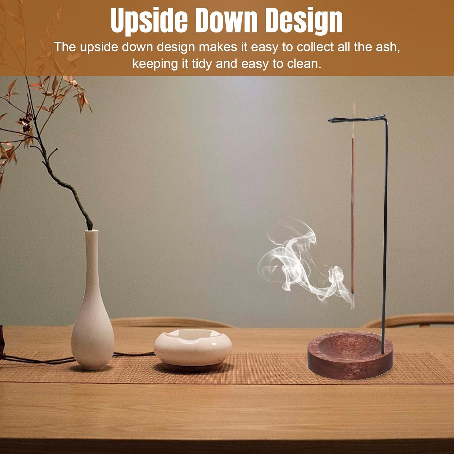 Wooden hanging Incense Holder with Ash Catcher